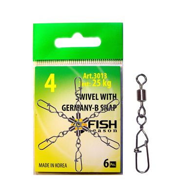 Вертлюжок с застежкой Germany-B, №6 (15 кг), (упак. 7 шт)